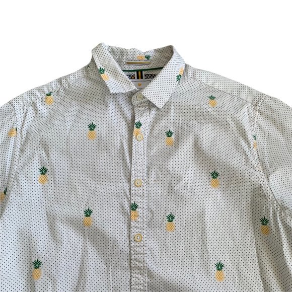 Denim & Flower Ricky Singh Swiss Dot Pineapple Button Up Shirt L - Picture 4 of 5